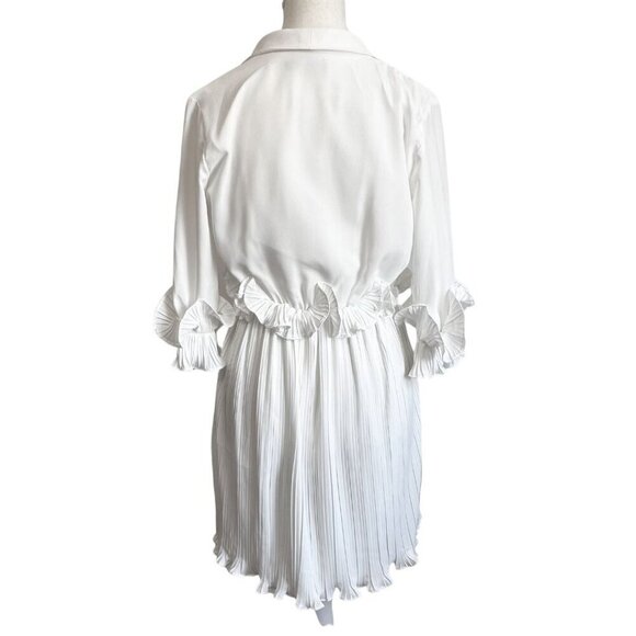 PRETTYLITTLETHING WHITE FRILL DETAIL PLEATED SKATER DRESS - - Picture 4 of 11